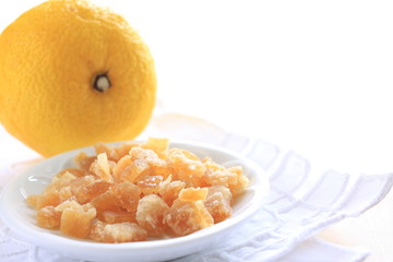 close up of dried fruit, Yuzu