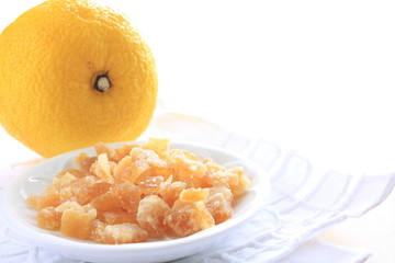 close up of dried fruit, Yuzu