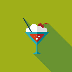 cocktail flat icon with long shadow
