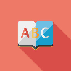Dictionary book flat icon with long shadow,eps10