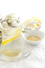 Obraz na płótnie Canvas Japanese Yuzu and honey water for winter healthy drink image