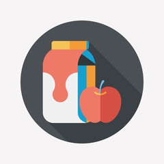 milk and apple flat icon with long shadow,eps10