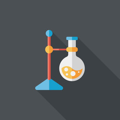 test tube flat icon with long shadow