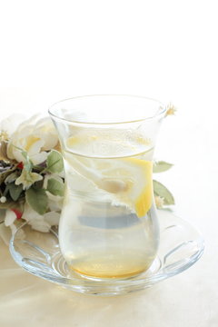 Japanese Yuzu and honey water for winter healthy drink image