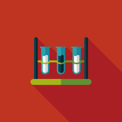 test tube flat icon with long shadow