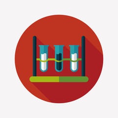 test tube flat icon with long shadow