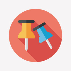 push pin flat icon with long shadow,eps10