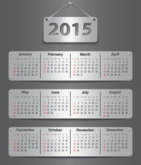2015 English calendar