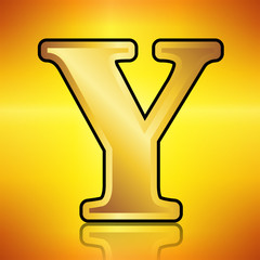 Y in gold Color on a Gold background.