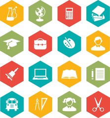 Set of education icons in flat style