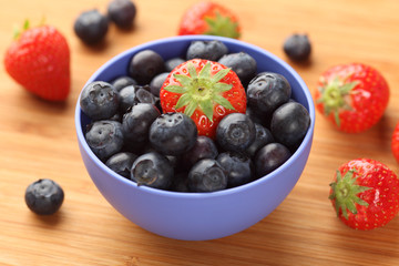 Fresh blueberries and strawberries