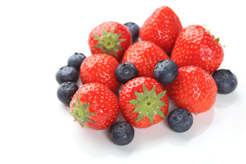 Fresh blueberries and strawberries