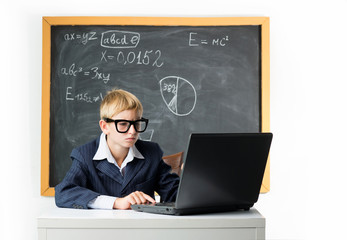 Schoolboy with notebook