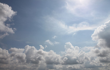 Clouds on the blue sky.
