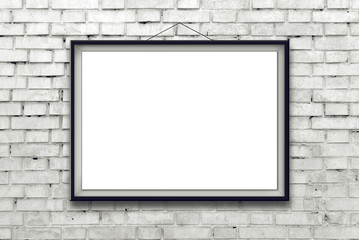Blank horizontal painting poster in black frame
