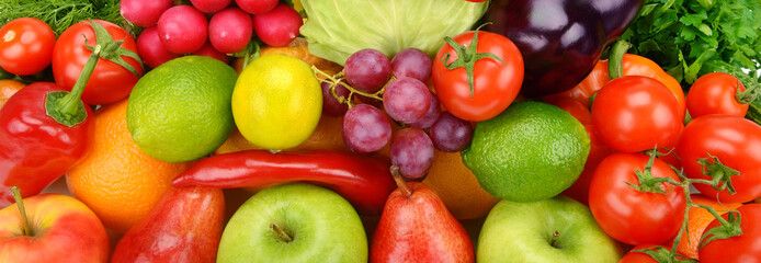 Fototapeta na wymiar background of ripe fruit and vegetables