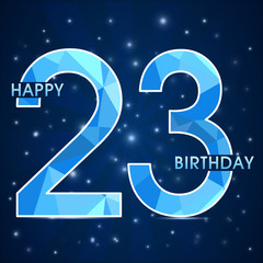 23 year birthday, 23rd anniversary polygon emblem
