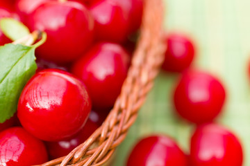 Organic Cherries in a Basket