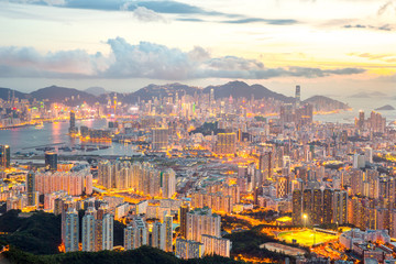 Hong Kong Skyline Kowloon - obrazy, fototapety, plakaty