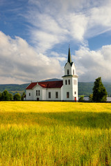 Mały kościół drewniany , Norwegia - obrazy, fototapety, plakaty