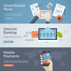 Flat design concepts for online payment and news