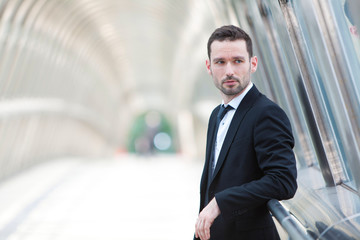 Portrait of an attractive businessman in a building