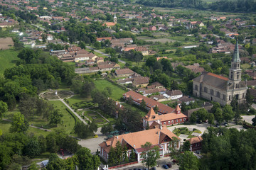 Fototapeta na wymiar Arial view over small village