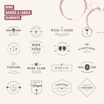 Fototapeta Zestaw elementów odznaki i etykiety na wino