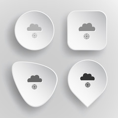 Snowfall. White flat vector buttons on gray background.