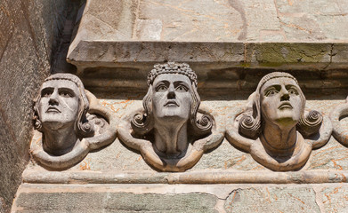 Head sculptures of Stavanger Cathedral  (XIII c.). Norway