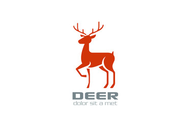 Deer Logo silhouette vector design template. Reindeer icon