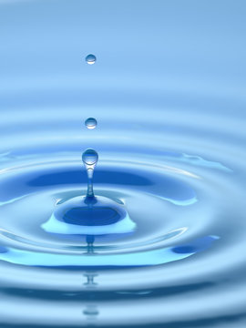 Water drop. Abstract blue background.