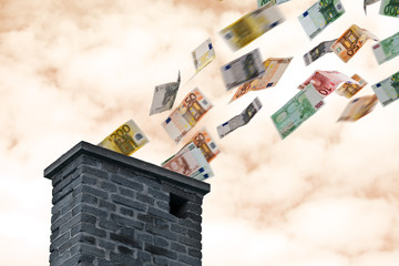 euro money flies up the chimney