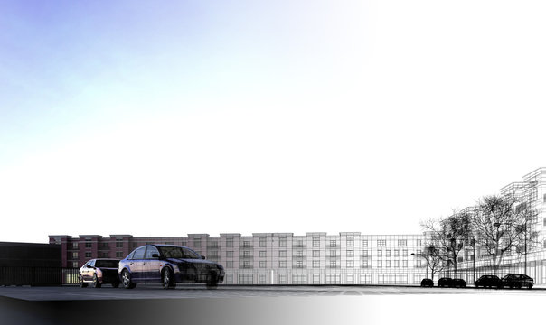 citt&agrave; quartieri downtown periferia rendering 3d