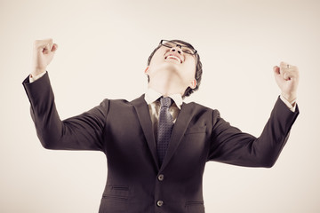 Successful young business man of Asian, full length portrait iso