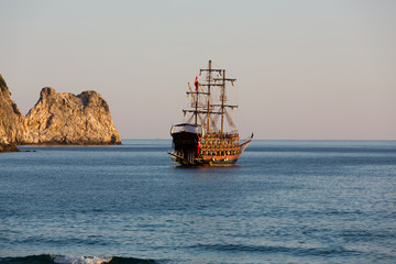 Alanya - the pirate ship at the beach of Cleopatra