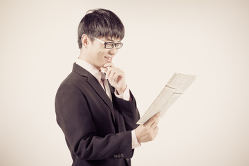 Successful young business man of Asian, full length portrait iso