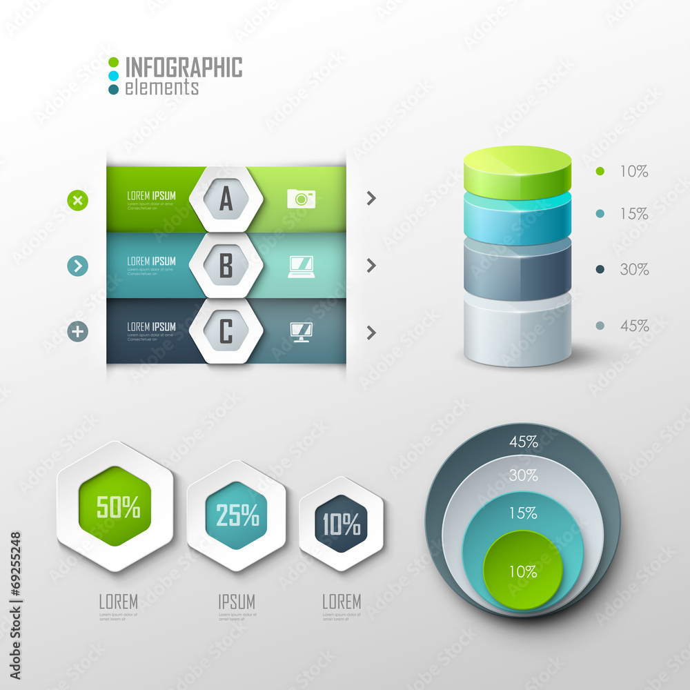 Wall mural set of vector design elements for infographic or presentation