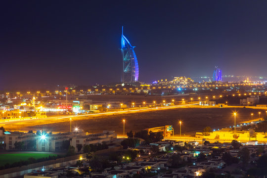Cityscape of Dubai at night, UAE