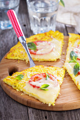 Healthy pizza on cauliflower crust