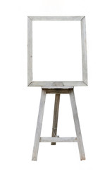 Old  Blank art wood board, wooden easel, front view