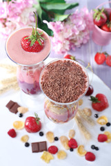 Delicious smoothie on table, close-up