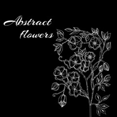 Abstract background with flowers in black and white style