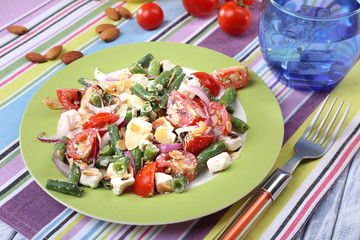 Fresh breakfast consisting of vegetable salad served