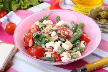 Fresh breakfast consisting of vegetable salad served