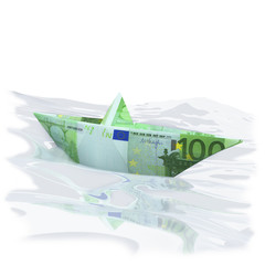 Papierschiffchen mit 100 Euro