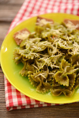 Italian pasta on table, close-up