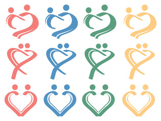 Human Love Relationship Conceptual Symbol Design Icon Set
