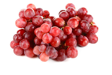 Sweet red grapes isolated on white