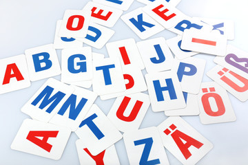 Learning alphabet letters close-up